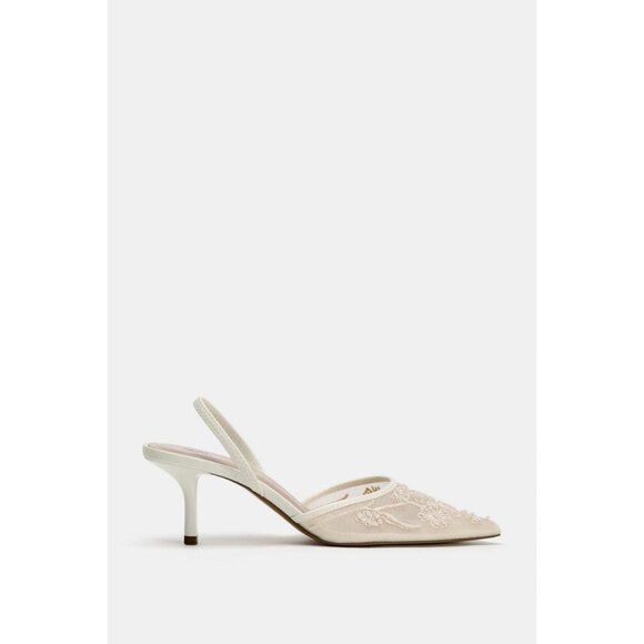 ZARA EMBROIDERED MESH SLINGBACKS - Picture 1 of 6
